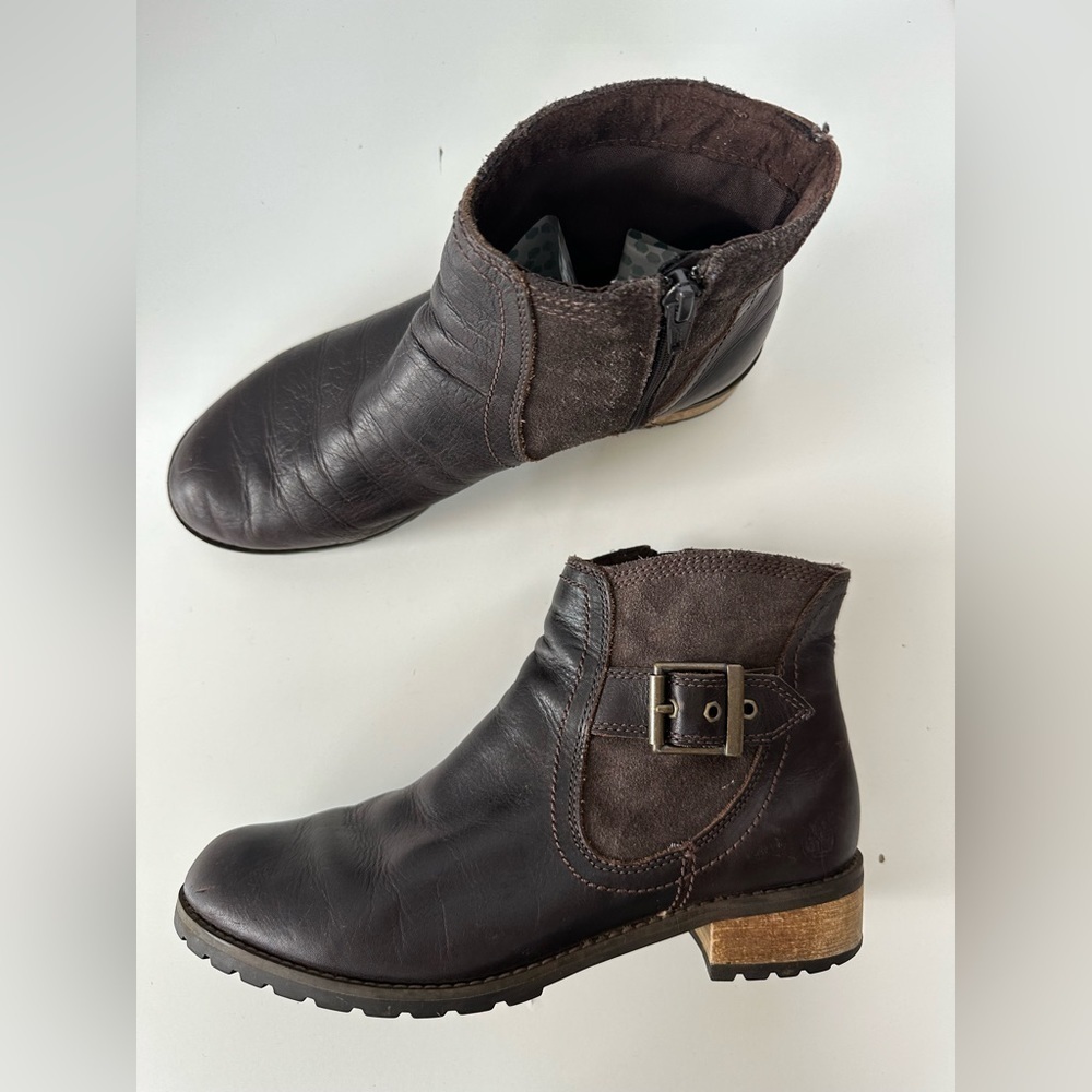 Timberland Earthkeepers Bethel Chelsea Brown Leather Buckle Zip Boots Size 8